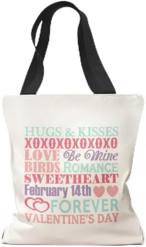 Style In Print Canvas Tote Reusable Shopping Bag Hugs Kisses Love Mine Romance February 14Th Valentine's Day Hugs