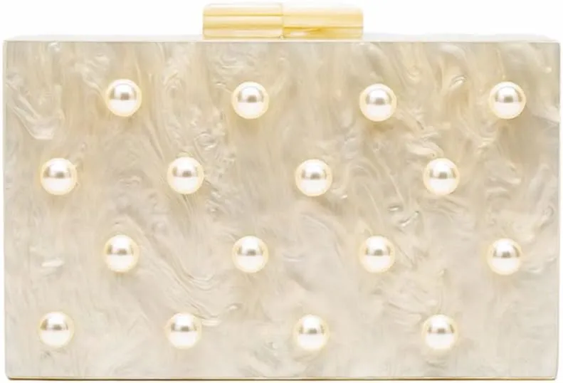 Stylish Acrylic Evening Bag Pearl Clutch Elegant Marble Acrylic Clutch Purses for Women Party Wedding Casual