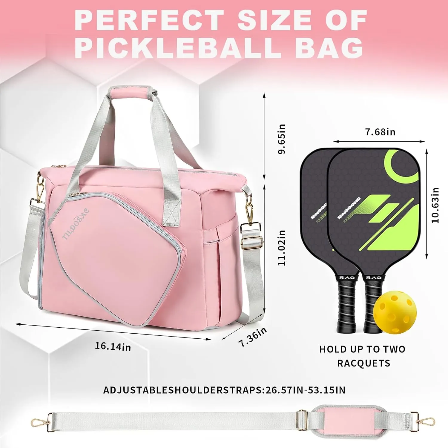 Stylish Pickleball Tote Bag With Adjustable Strap For Crossbody, Handbag, or Shoulder Bag - Ideal Pickleball Gift