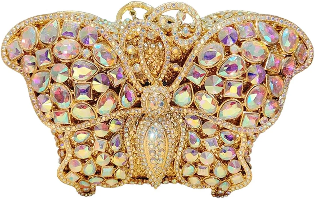 Stylish Women Butterfly Evening Bag Insect Diamond Clutch Chic Rhinestone Purse Luxury Stone Bag for Prom Party