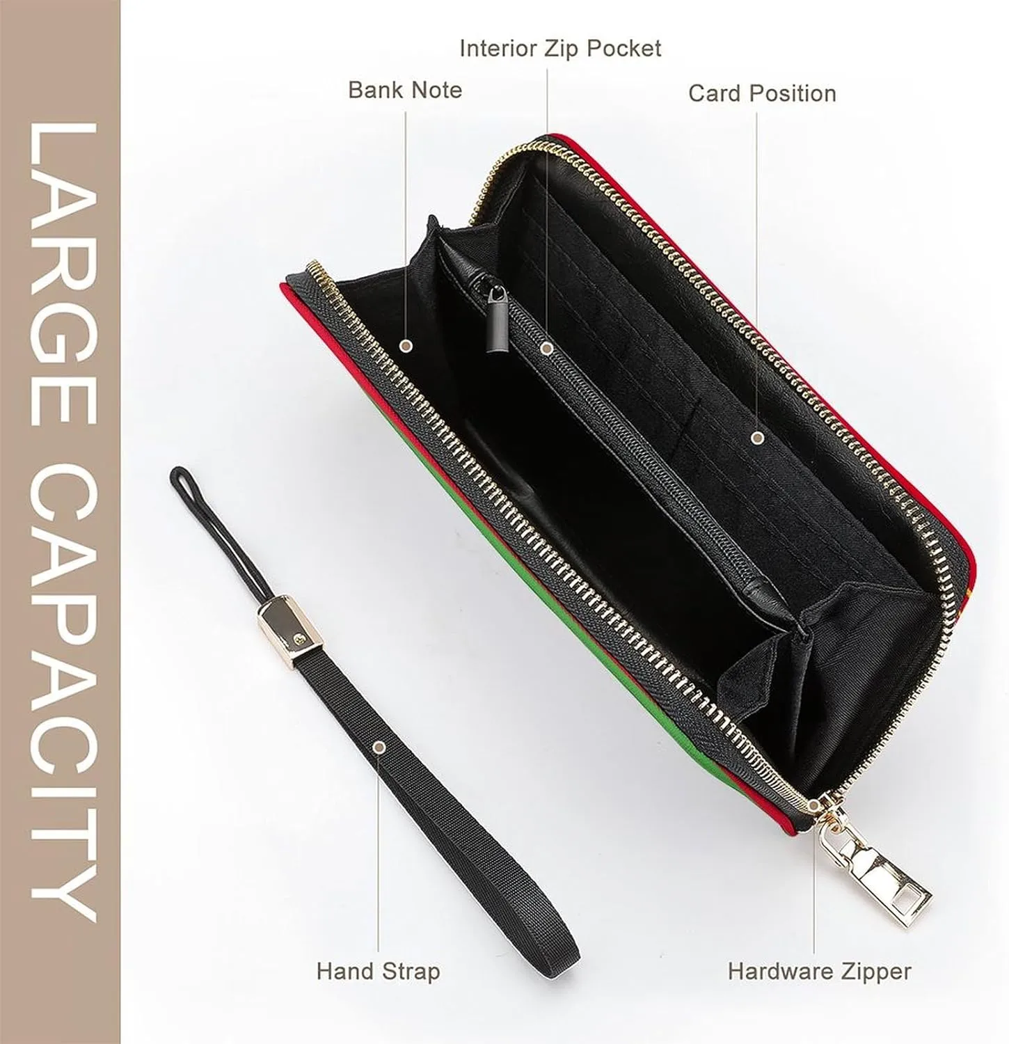 Stylish Women Men Zipper Long Purse Removable Wristlet PU Leather Wallet Travel Clutch, Transnistria Flag