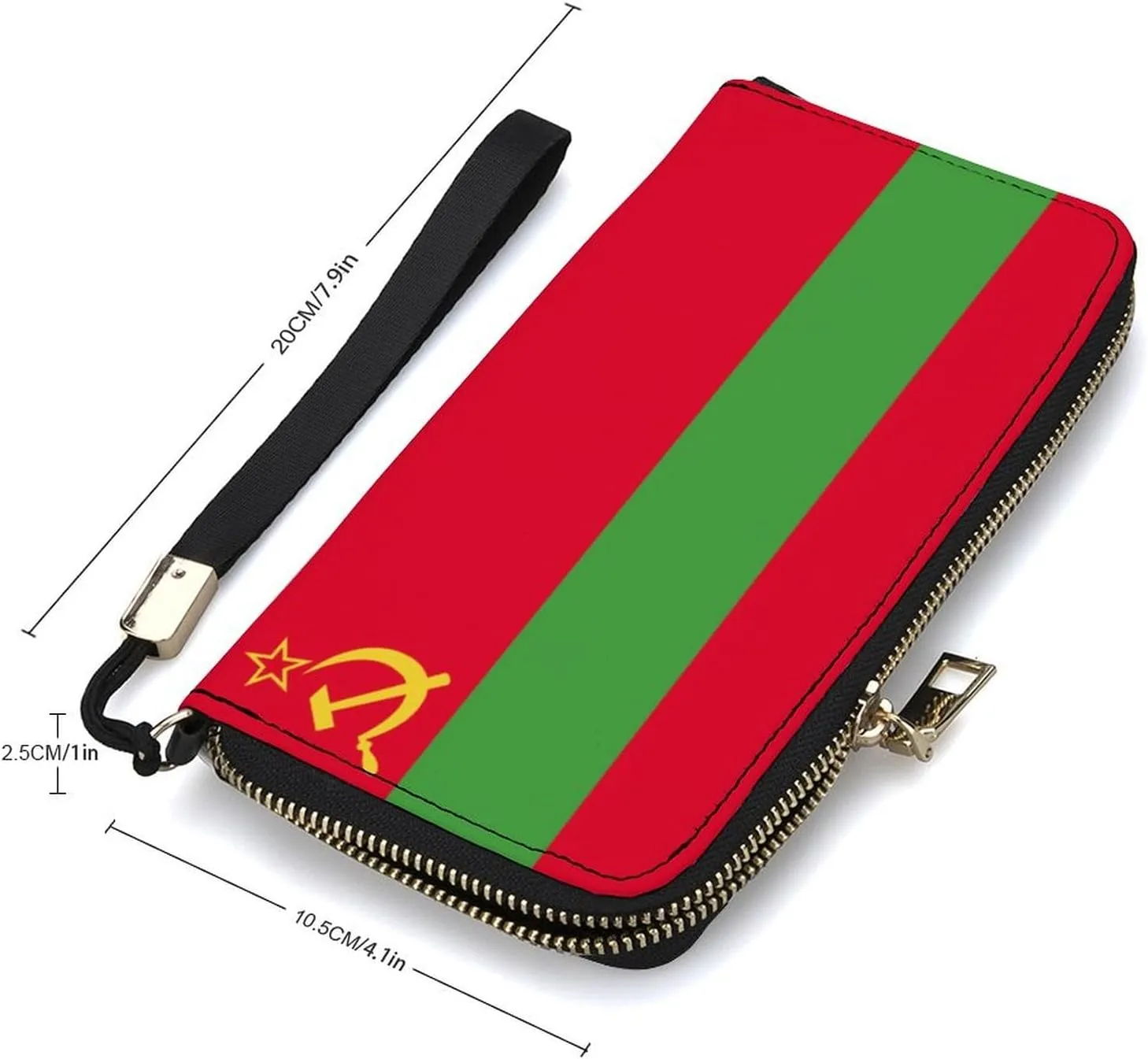 Stylish Women Men Zipper Long Purse Removable Wristlet PU Leather Wallet Travel Clutch, Transnistria Flag