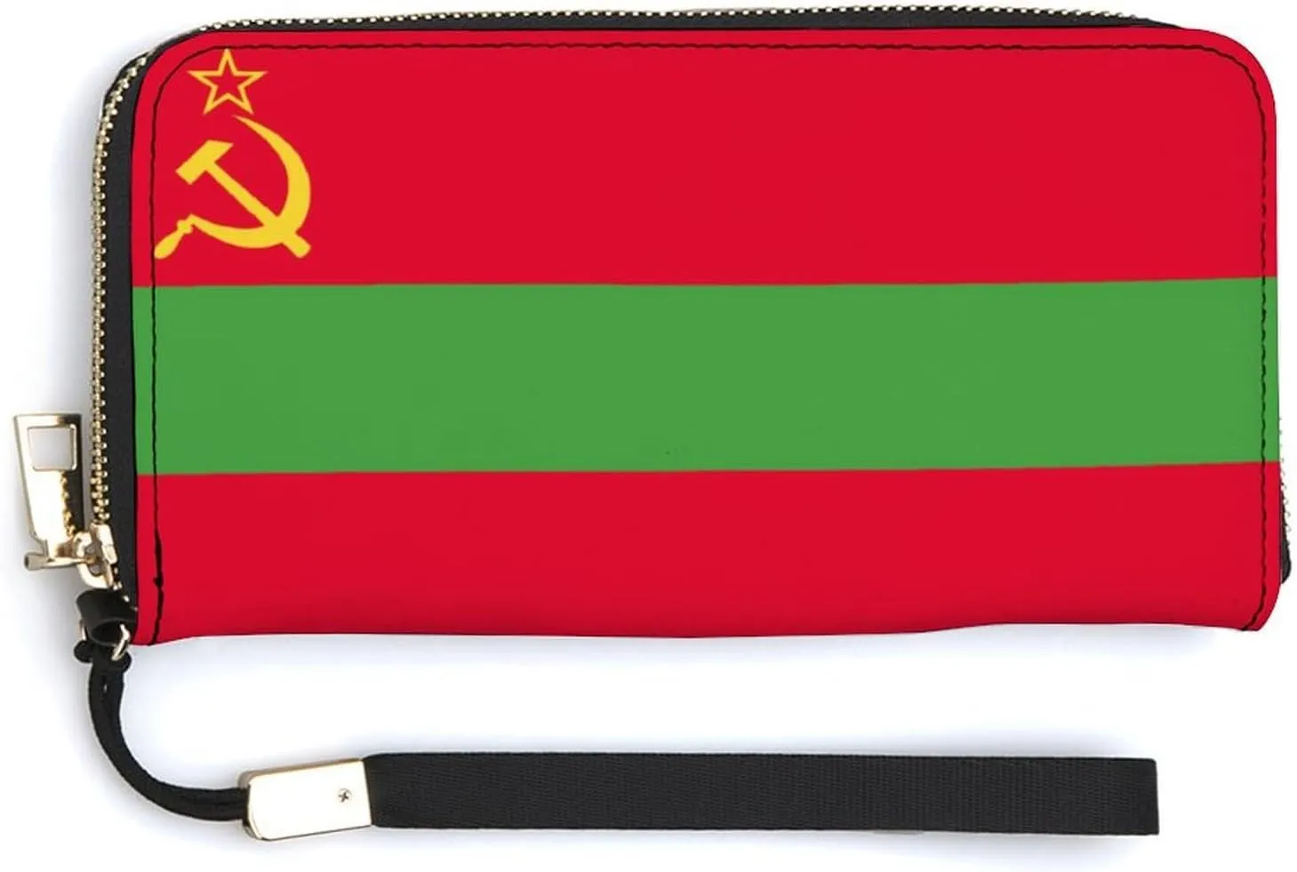 Stylish Women Men Zipper Long Purse Removable Wristlet PU Leather Wallet Travel Clutch, Transnistria Flag
