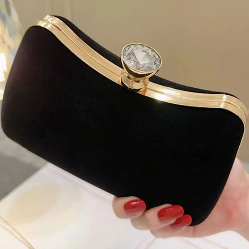 Suede Black Evening Bag Women's Versatile Clutch Purses