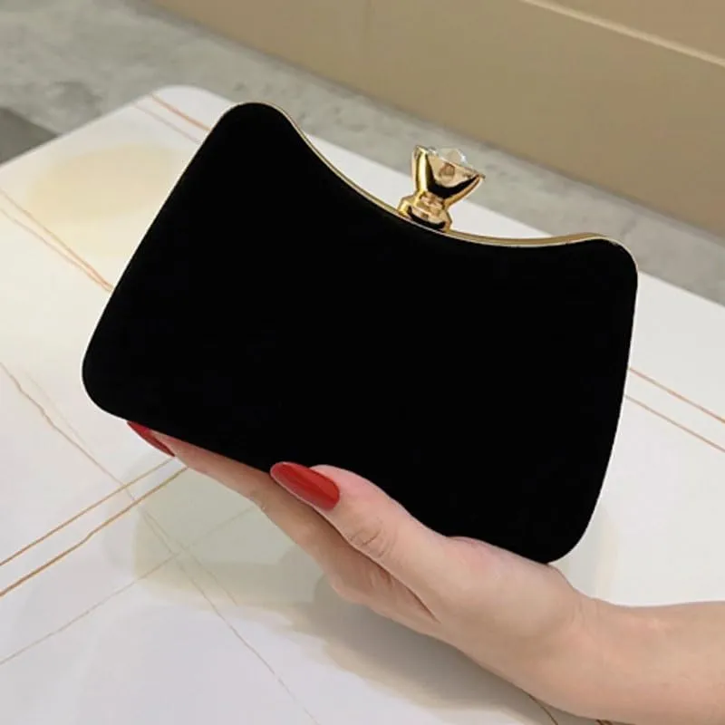 Suede Black Evening Bag Women's Versatile Clutch Purses