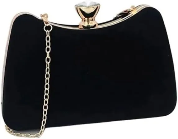 Suede Black Evening Bag Women's Versatile Clutch Purses