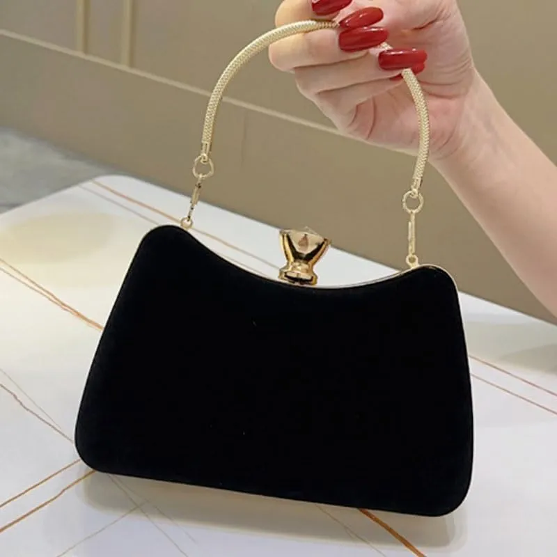 Suede Black Evening Bag Women's Versatile Clutch Purses