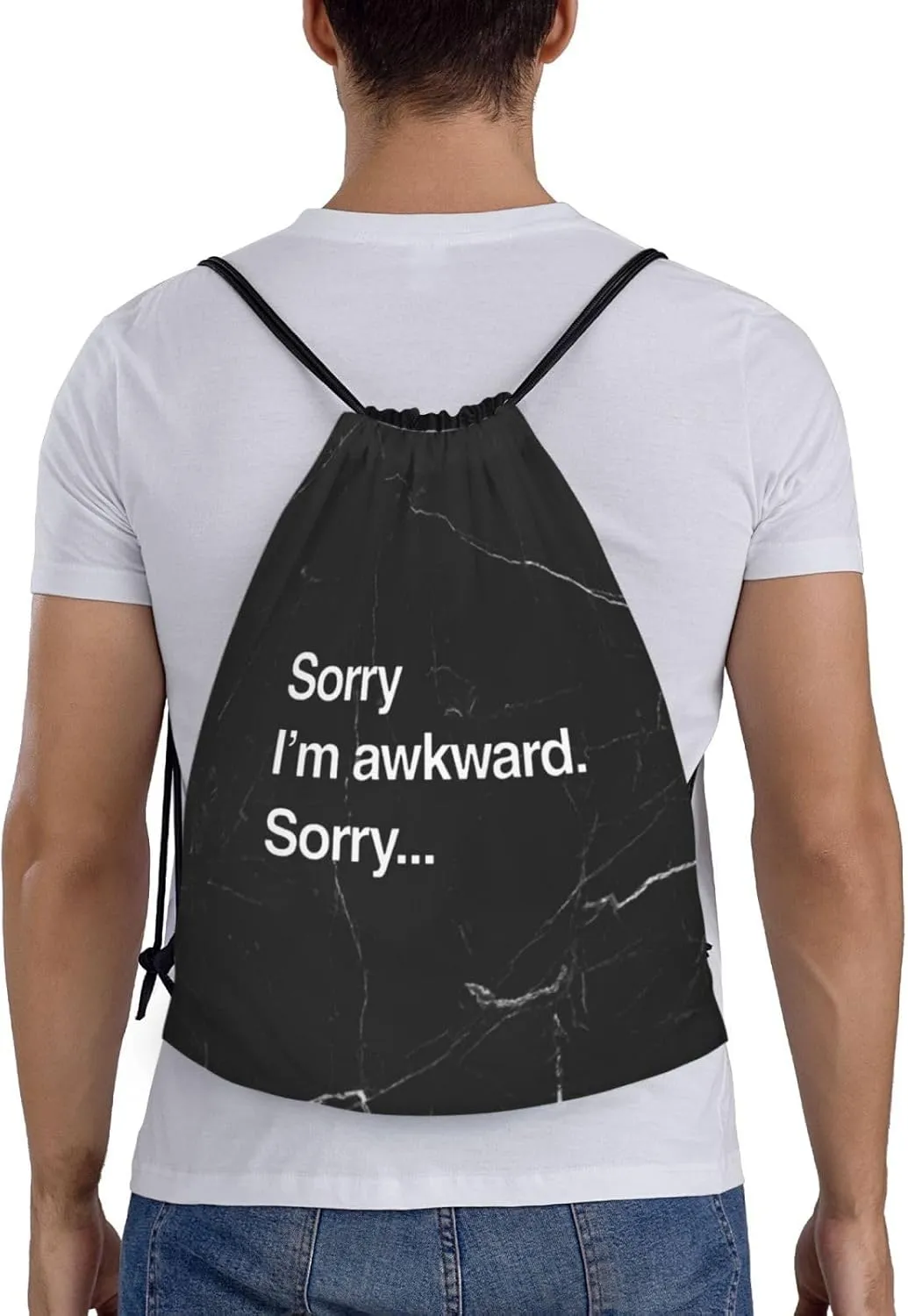 Suitable for Gym Shopping Sports Yoga Sorry I'm Awkward Sorry Drawstring Bag