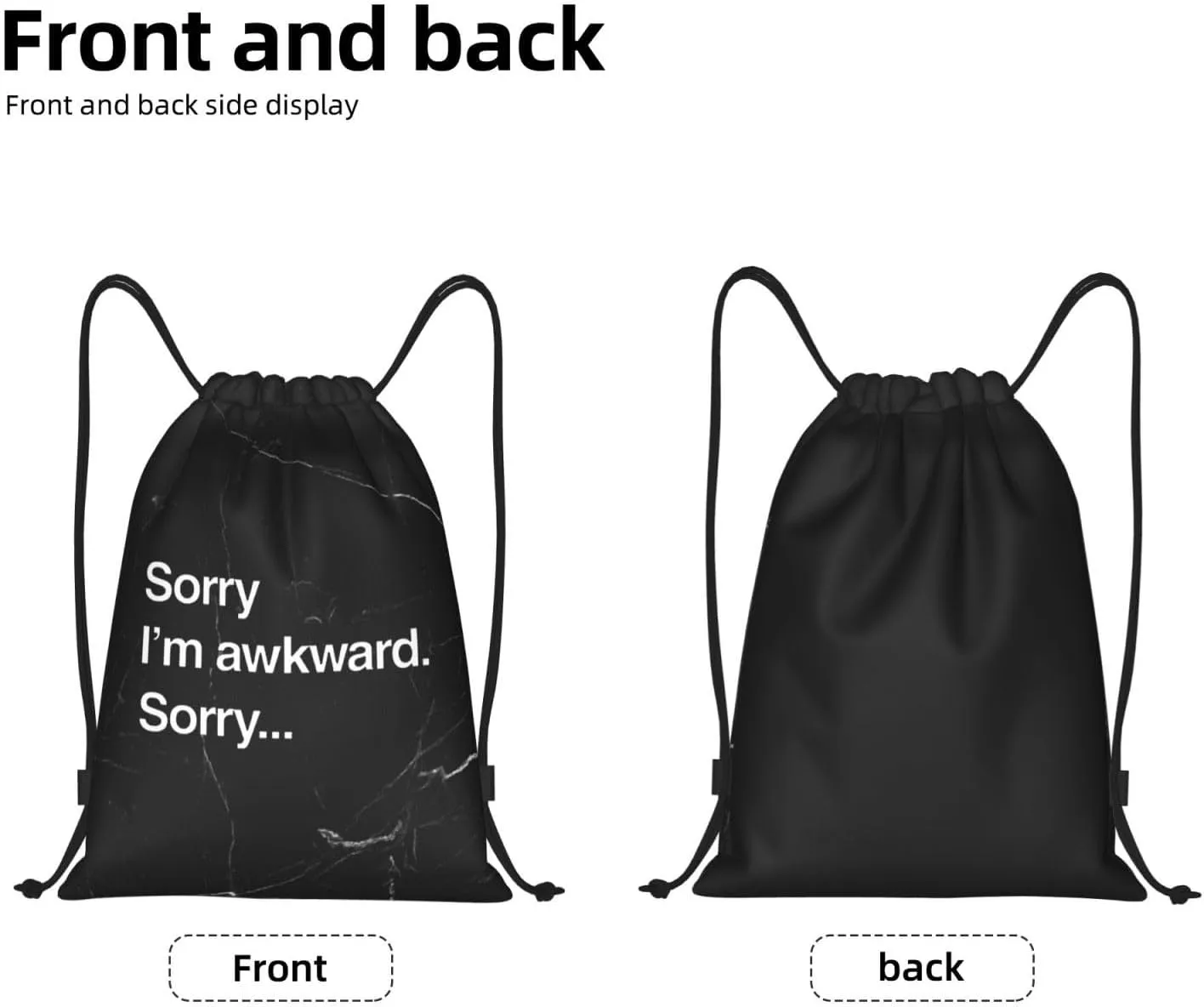 Suitable for Gym Shopping Sports Yoga Sorry I'm Awkward Sorry Drawstring Bag