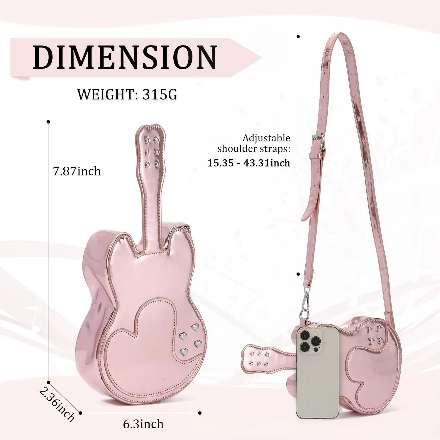 SUKUTU Women Guitar Shaped Shoulder Bag Creative Music Sparkly Leather Novelty Crossbody Bags Handbag
