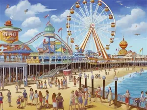 Summer Jigsaw Puzzle for Adults Beach Amusement Park Challenging Educational Fun Family Activities Toys Gifts Wooden Puzzles 1000 Piece, 500PCS