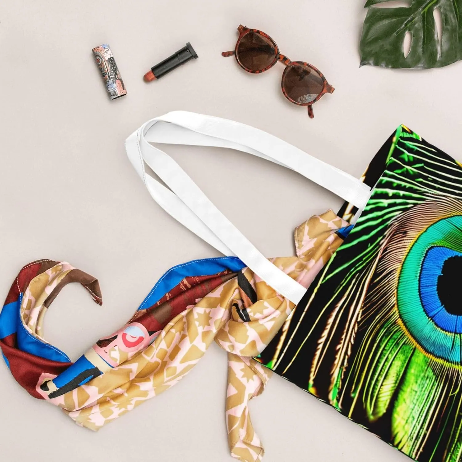 Summer Starfish Seashell Fashion Canvas Tote Bag-Personalized Handbag,Multifunctional Bag,Elegant And Minimalist