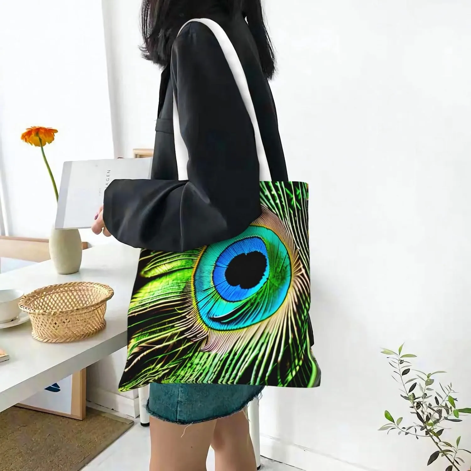 Summer Starfish Seashell Fashion Canvas Tote Bag-Personalized Handbag,Multifunctional Bag,Elegant And Minimalist