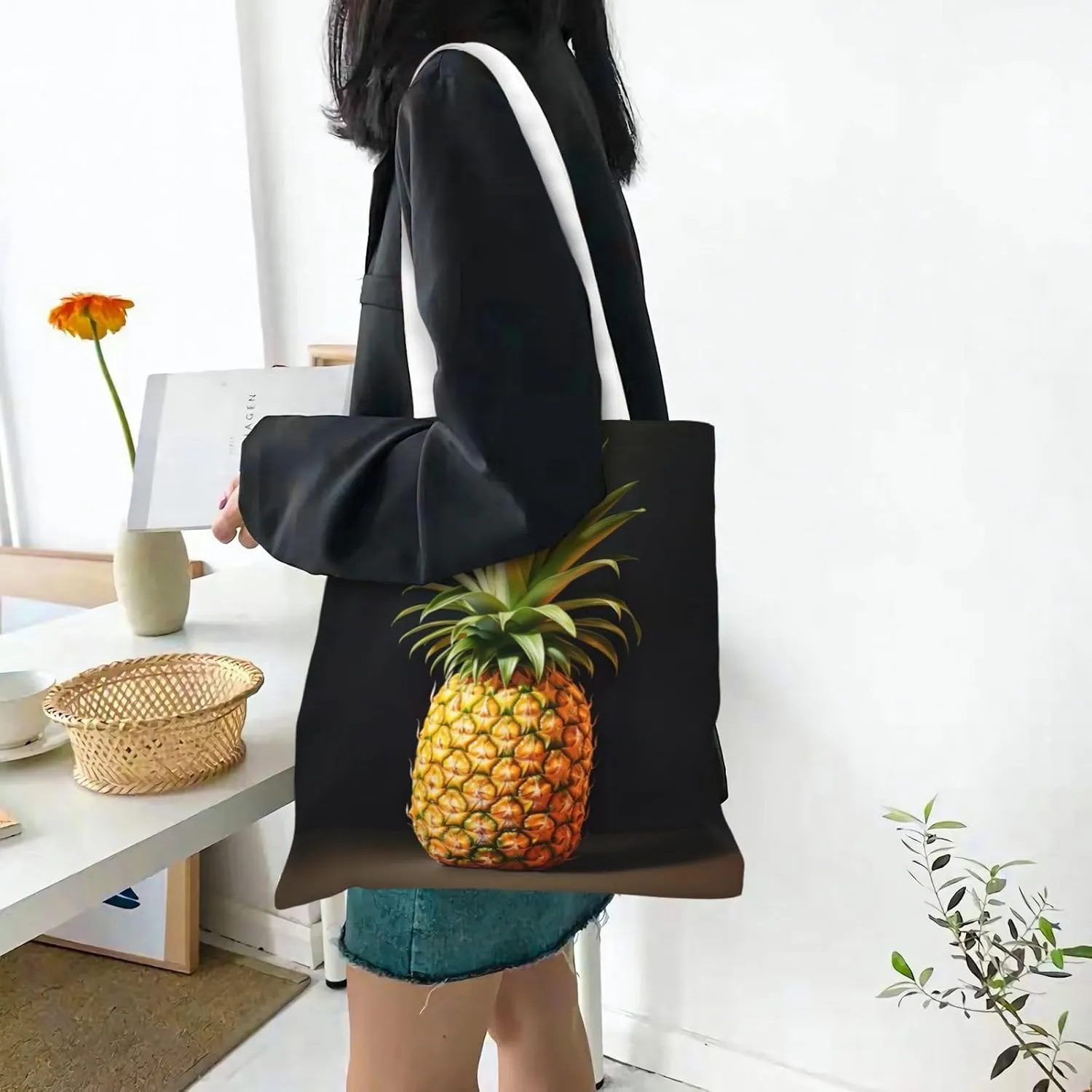 Summer Starfish Seashell Fashion Canvas Tote Bag-Personalized Handbag,Multifunctional Bag,Elegant And Minimalist
