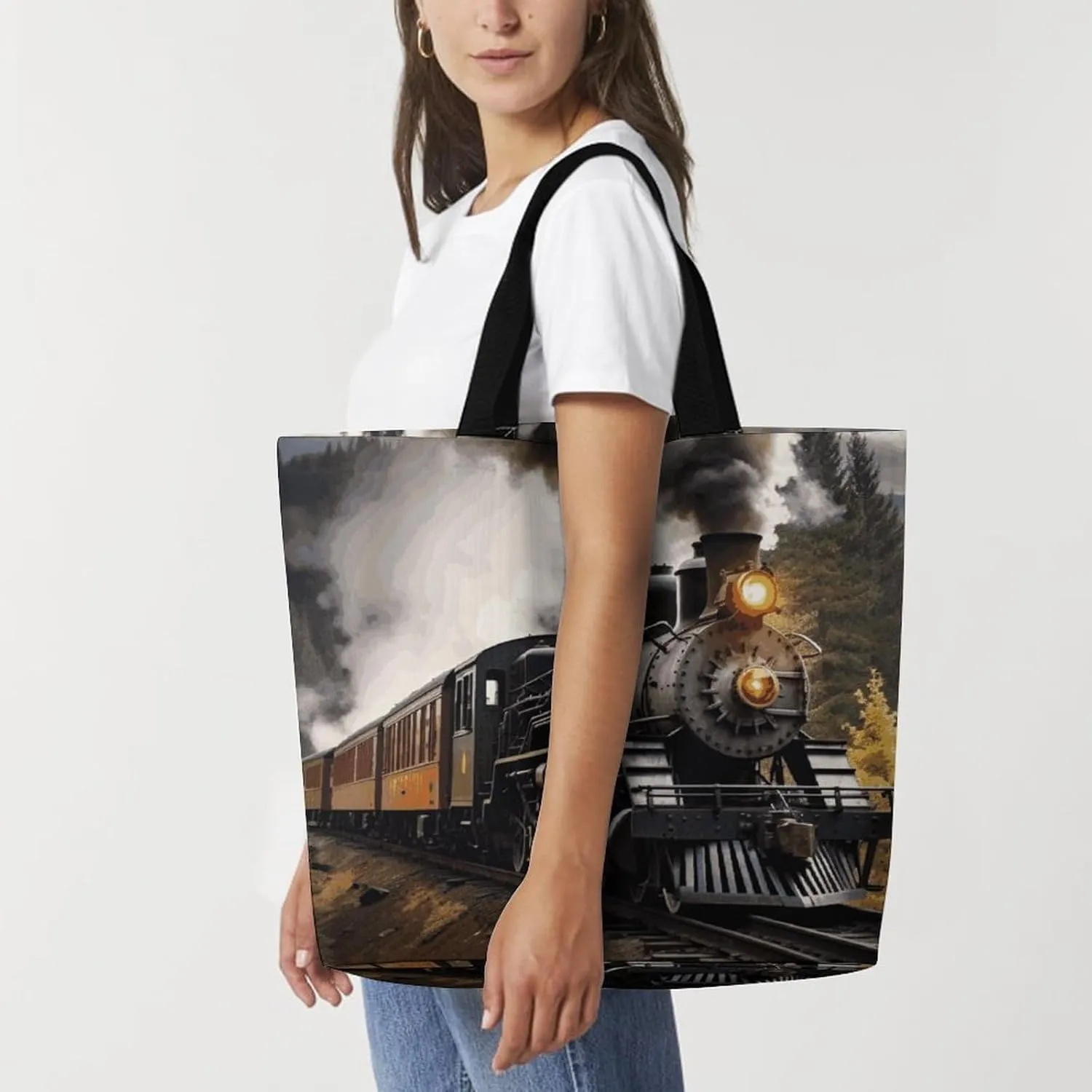 Sunrise on The Lake Tote Bag for Women Reusable Grocery Shoulder Bags Shopping Bag for Travel, Groceries