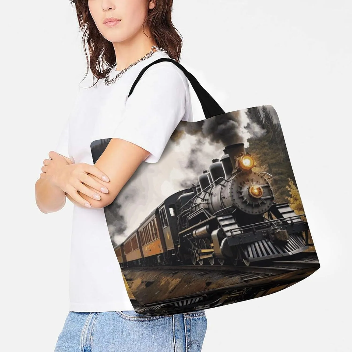Sunrise on The Lake Tote Bag for Women Reusable Grocery Shoulder Bags Shopping Bag for Travel, Groceries