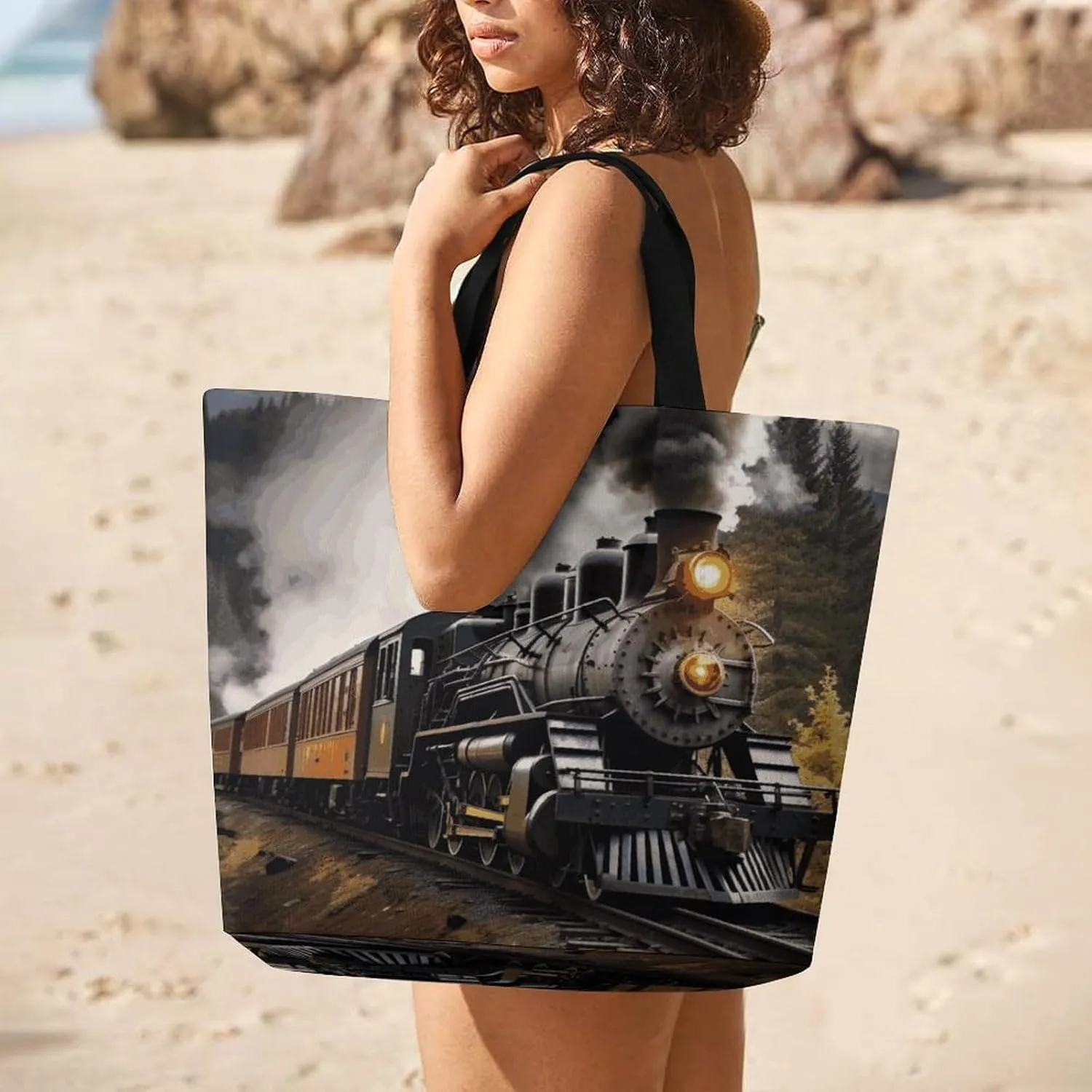Sunrise on The Lake Tote Bag for Women Reusable Grocery Shoulder Bags Shopping Bag for Travel, Groceries