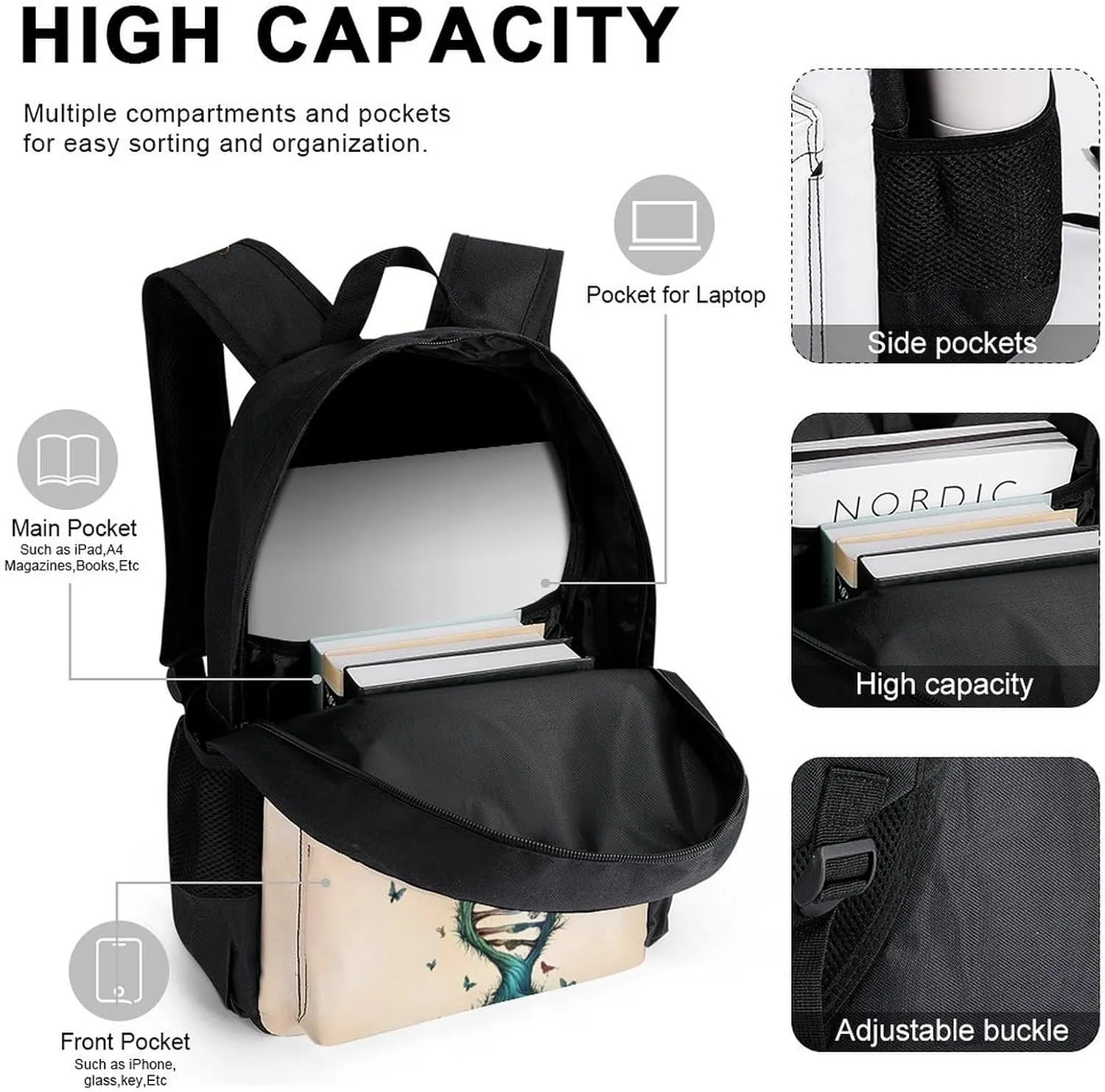 Supdreamc 3 Piece Daypack Dna Tree Of Life Art Travel Hiking Daypack - Business Multipurpose Carry On Bag Lunch Bag Pencil Case for Adults