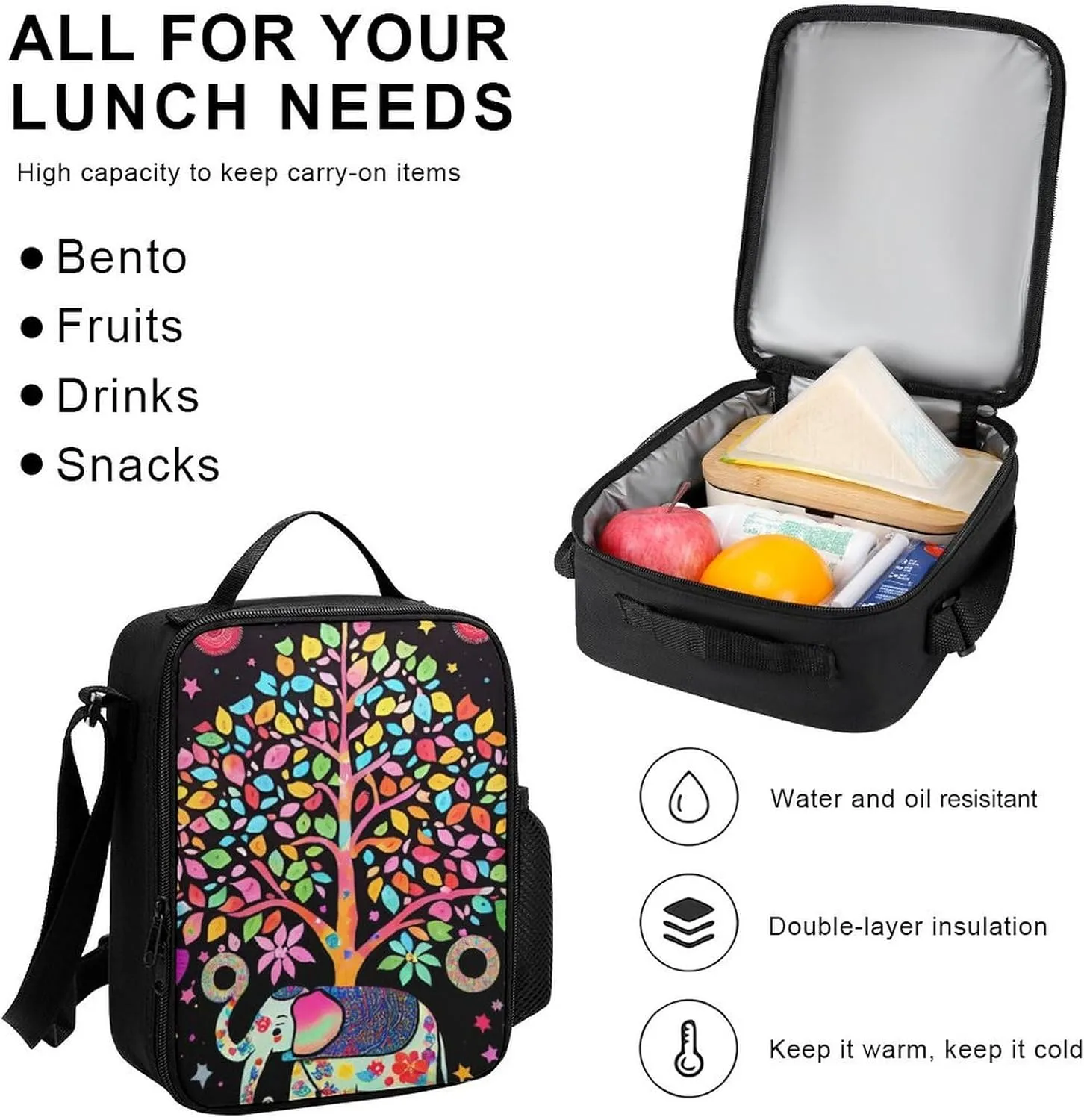 Supdreamc Adults Daypack Sets - Elephant Tree Lucky Art Bookbag 3 Piece College Daypack Traveling & Camping Backpack, 3 Piece Climbing Shoulder Bag