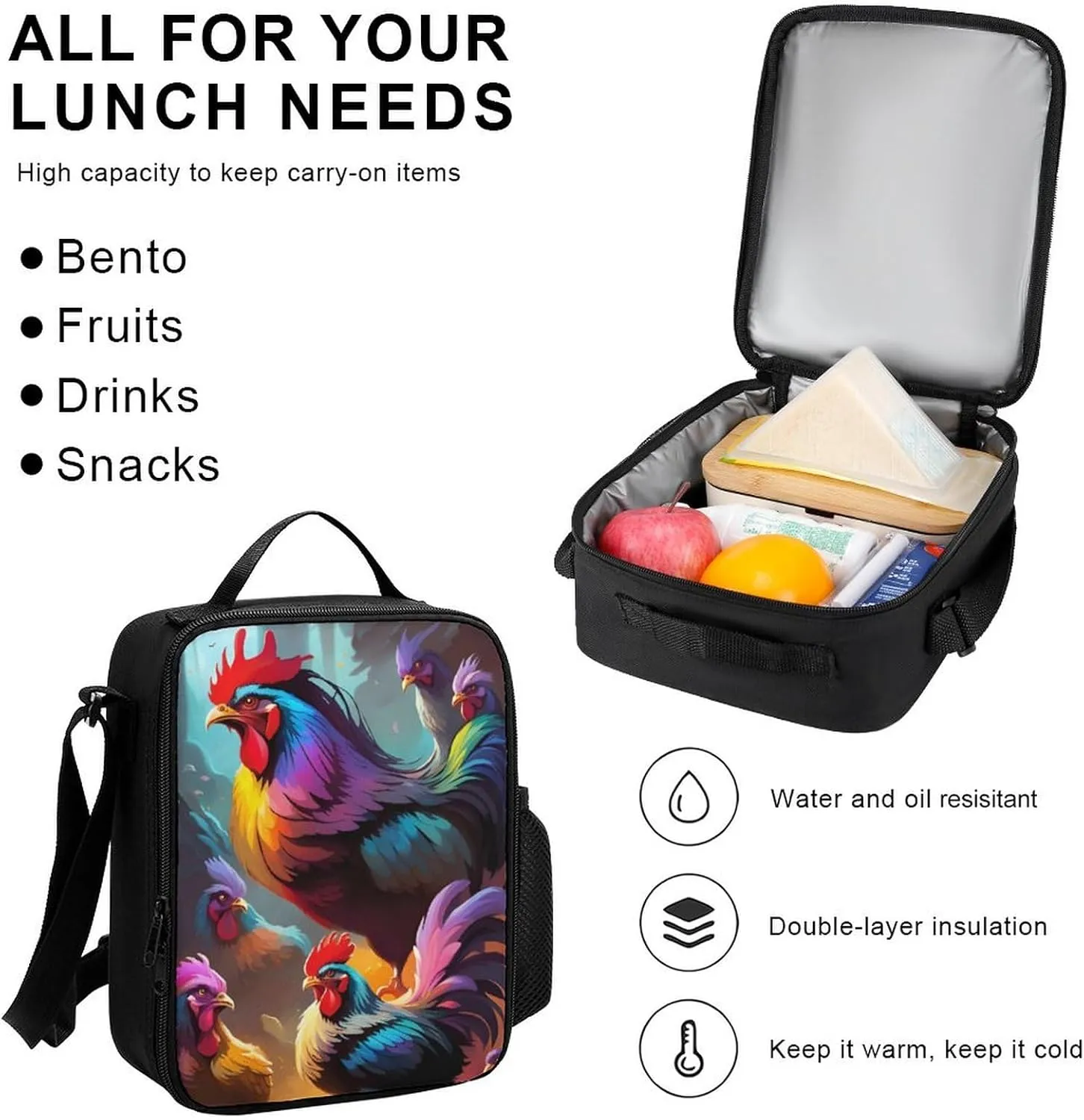 Supdreamc Camping Outdoor Backpack 3 Piece Daypack Sets Shoulder Bag Big Capacity Daypack A Brood Of Chickens Art Daypack Backpack for Adults