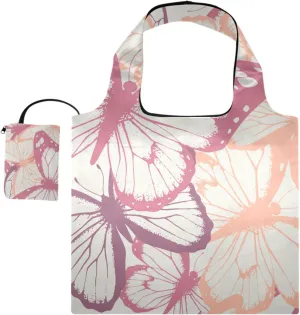 susiyo Hand-drawn Butterflies Foldable Reusable Grocery Shopping Tote Bag Heavy Duty Eco-friendly Travel Recycle Shoulder Bag Folding to fits in Pocket for Women Men