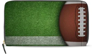susiyo Womens Wallet American Football Grassland Wallet for Women Long Wallet PU Leather Zip Around Phone Clutch Handbag Card Holder Purse Girls Men