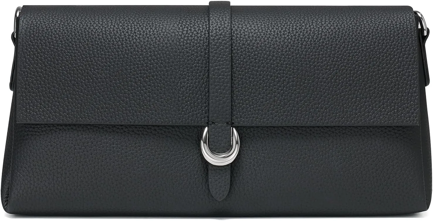 SWEETV Luxury Genuine Leather Black Clutch