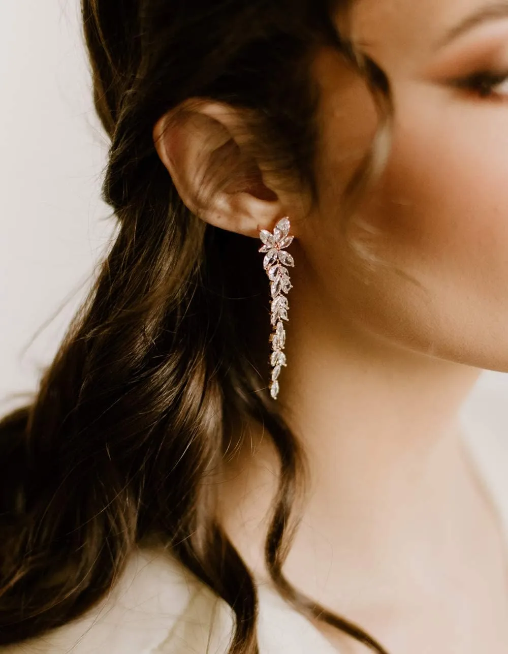 SWEETV Marquise Cubic Zirconia Wedding Earrings for Women Brides, Crystal Chandelier Bridal Drop Earrings for Prom Pageant