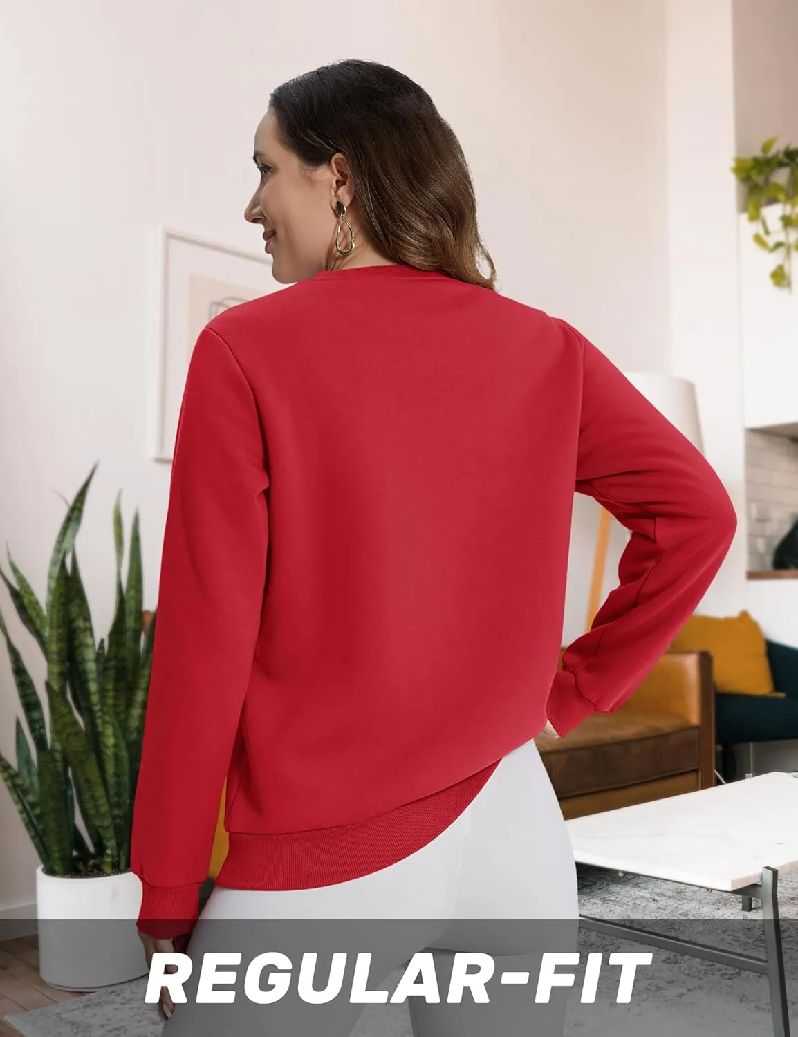 TACVASEN Womens Sherpa Lined Sweatshirts Casual Crewneck Cute Fleece Pullover Long Sleeve Thermal Shirts