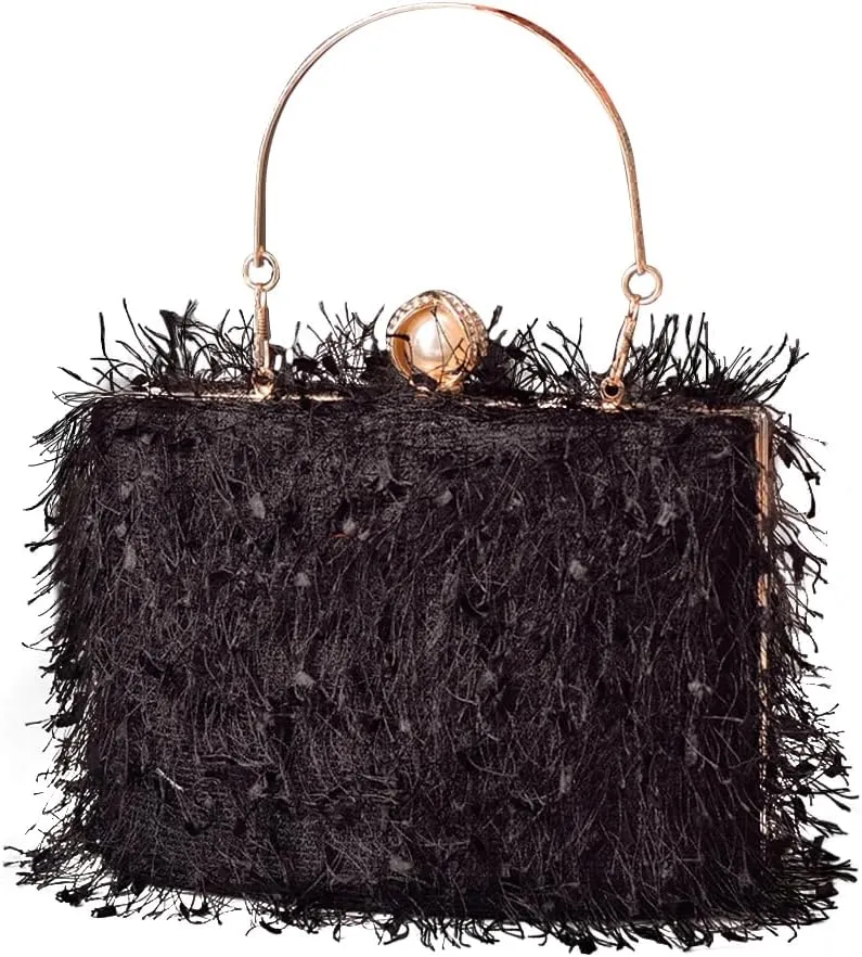 Tassel Evening Bag for Women Rhinestone Clutch Bag Beaded Handbag Bridal Wedding Purse Shoulder Bag
