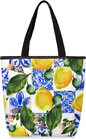 Tavisto Canvas Tote Bag,Cartoon Daisys Grocery Shopping Bags 11"x13.6"x4" Durable