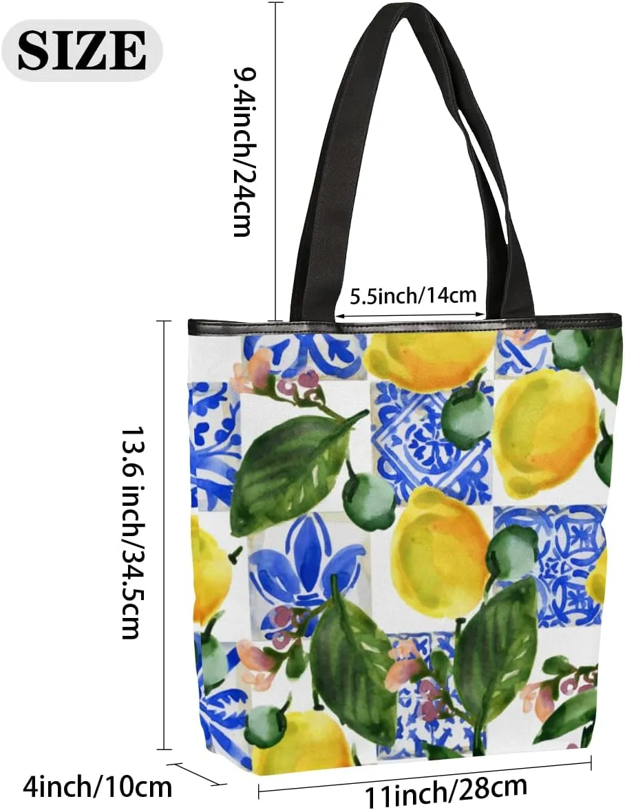Tavisto Canvas Tote Bag,Cartoon Daisys Grocery Shopping Bags 11"x13.6"x4" Durable