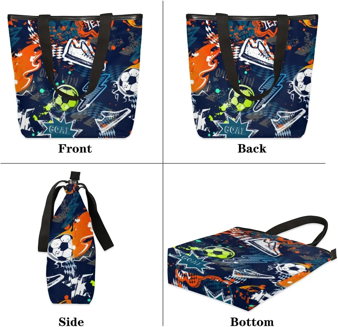 Tavisto Canvas Tote Bag,Soccer Shoes Grocery Shopping Bags 11"x13.6"x4" Durable