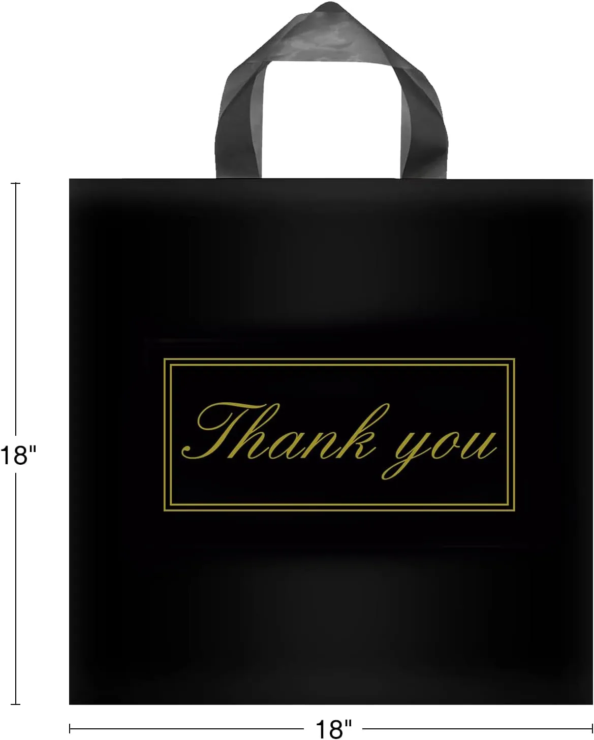 Thank You Bags for Small Business, Shopping Bags with Handle,Black Plastic Bags, White