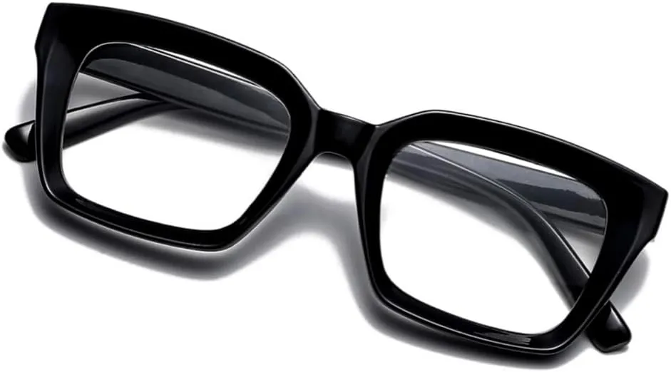 Thick Chunky Square Frame Shades for Men Women Retro Rectangle Trendy Unisex Hip Hop Y2K Retro Simple Designer Glasses Clear Lens Fashion Non-prescription Classic Black Eyeglasses