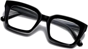 Thick Chunky Square Frame Shades for Men Women Retro Rectangle Trendy Unisex Hip Hop Y2K Retro Simple Designer Glasses Clear Lens Fashion Non-prescription Classic Black Eyeglasses