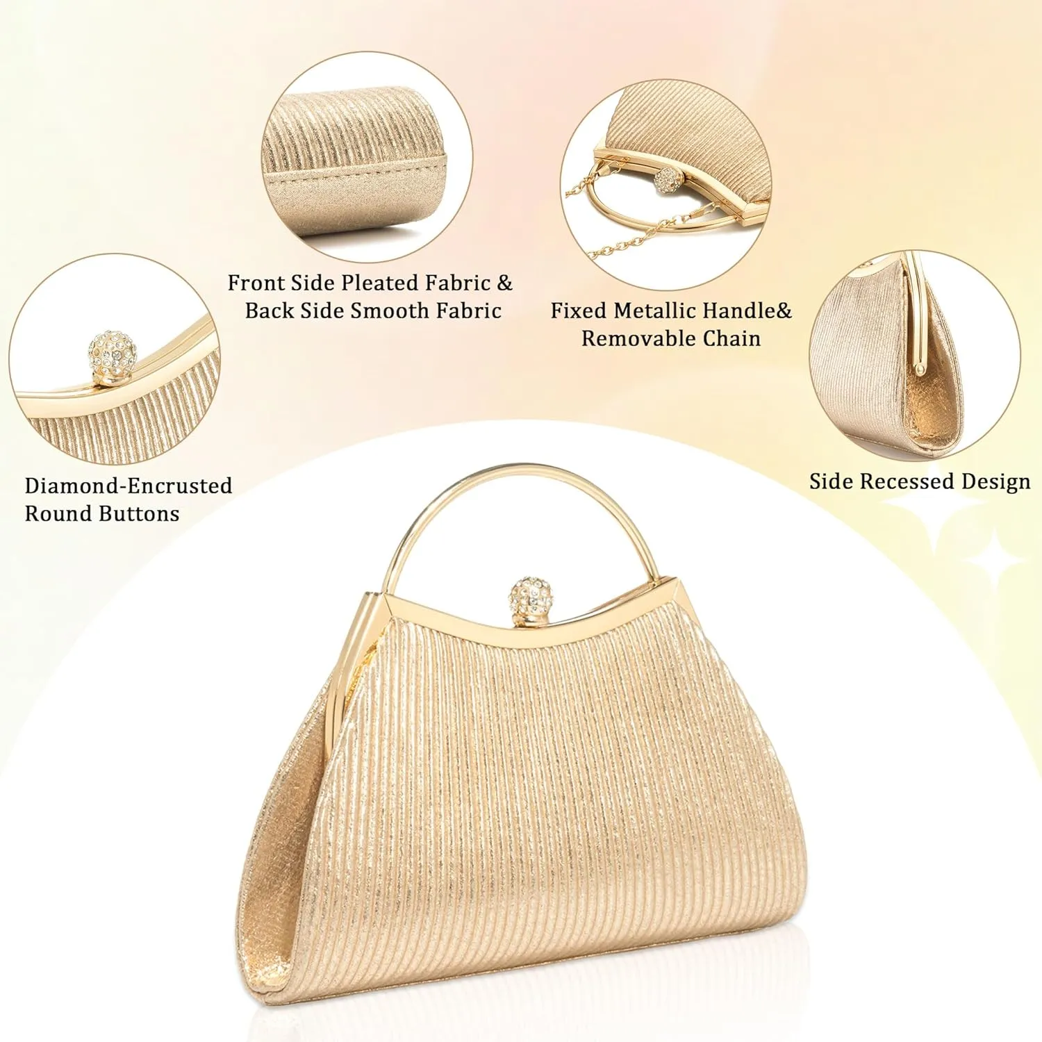 Tmore Evening Purses for Women Sparkly Handbags with Chain Womens Evening Bag for Wedding Party Prom