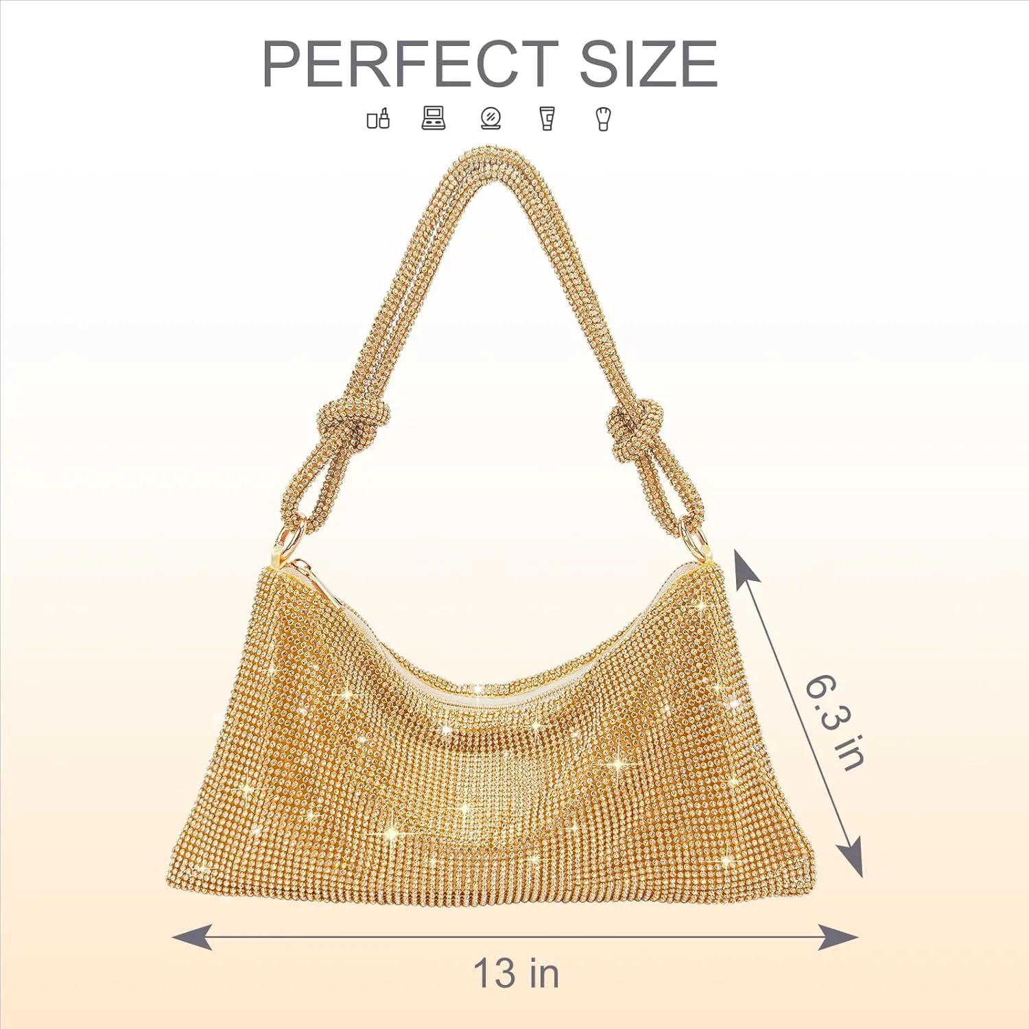TOPALL Rhinestone Purse Sparkly Bag Silver Diamond Purses for Women Upgrade Evening Prom Rhinestone Handbag Hobo Bag