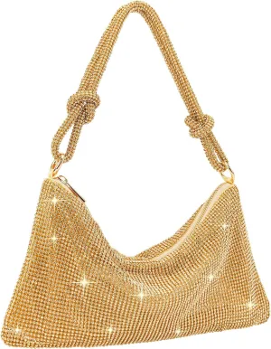 TOPALL Rhinestone Purse Sparkly Bag Silver Diamond Purses for Women Upgrade Evening Prom Rhinestone Handbag Hobo Bag