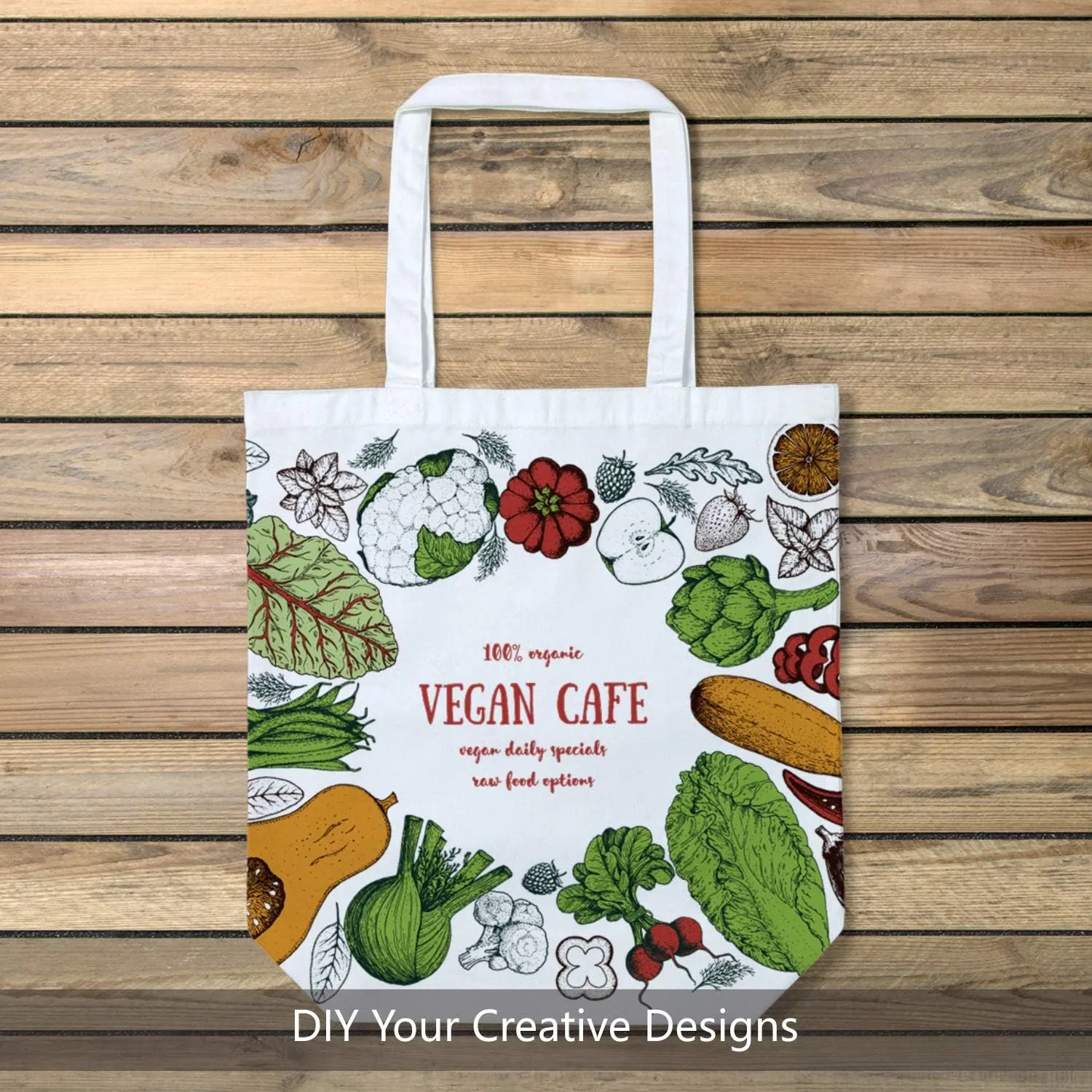 TOPDesign 2 | 6 | 12 Pack Super Strong Large 17.5"x16.5"x5" 10oz Cotton Canvas Tote, Reusable Grocery Shopping Bag, Blank White Bags for Crafts, DIY Your Creative Designs (Pack of 6)