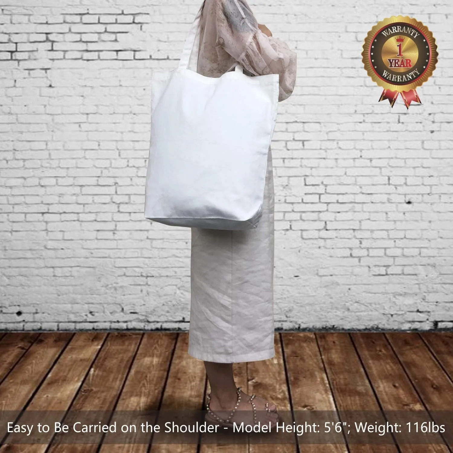 TOPDesign 2 | 6 | 12 Pack Super Strong Large 17.5"x16.5"x5" 10oz Cotton Canvas Tote, Reusable Grocery Shopping Bag, Blank White Bags for Crafts, DIY Your Creative Designs (Pack of 6)