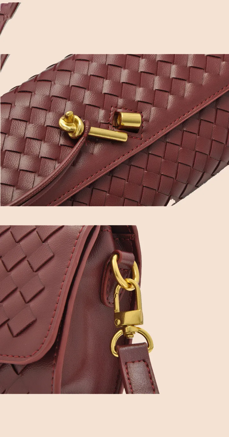 Tori Black Faux Leather Woven Clutch