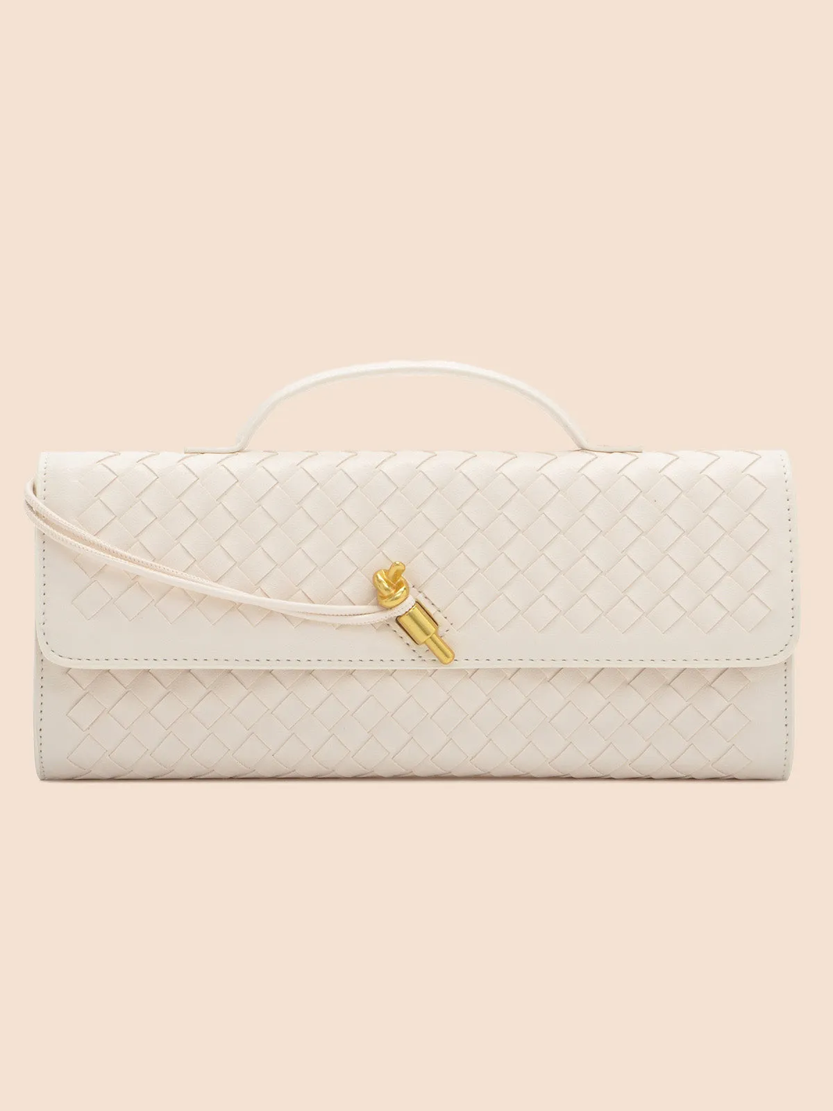 Tori Black Faux Leather Woven Clutch