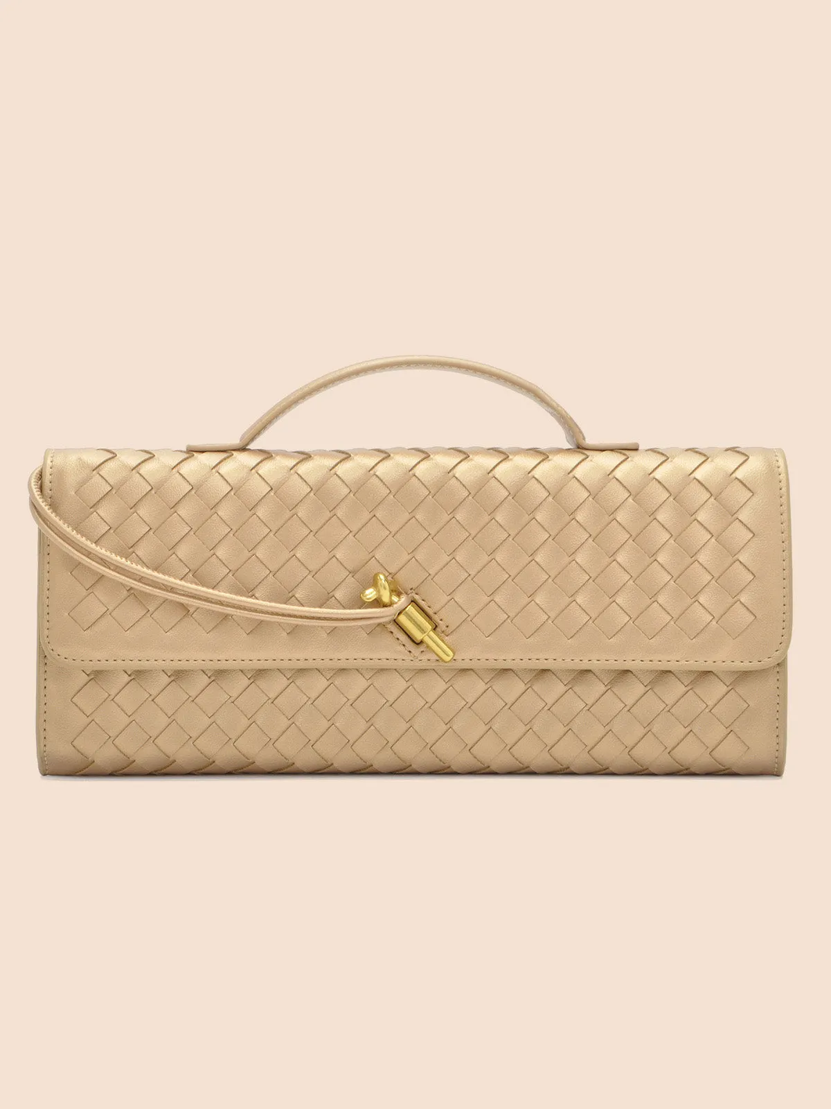 Tori Black Faux Leather Woven Clutch