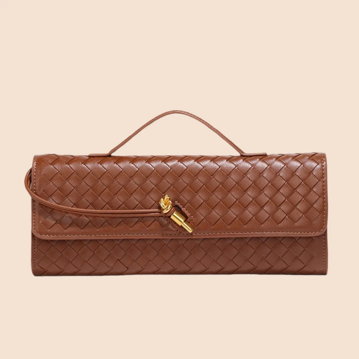 Tori Black Faux Leather Woven Clutch