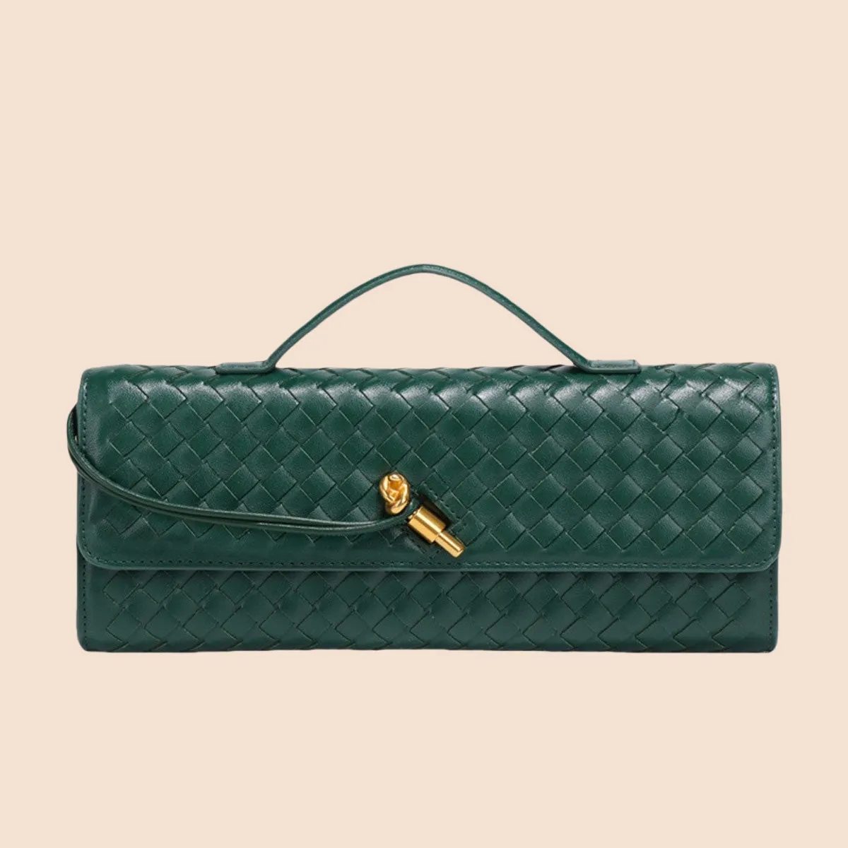 Tori Black Faux Leather Woven Clutch