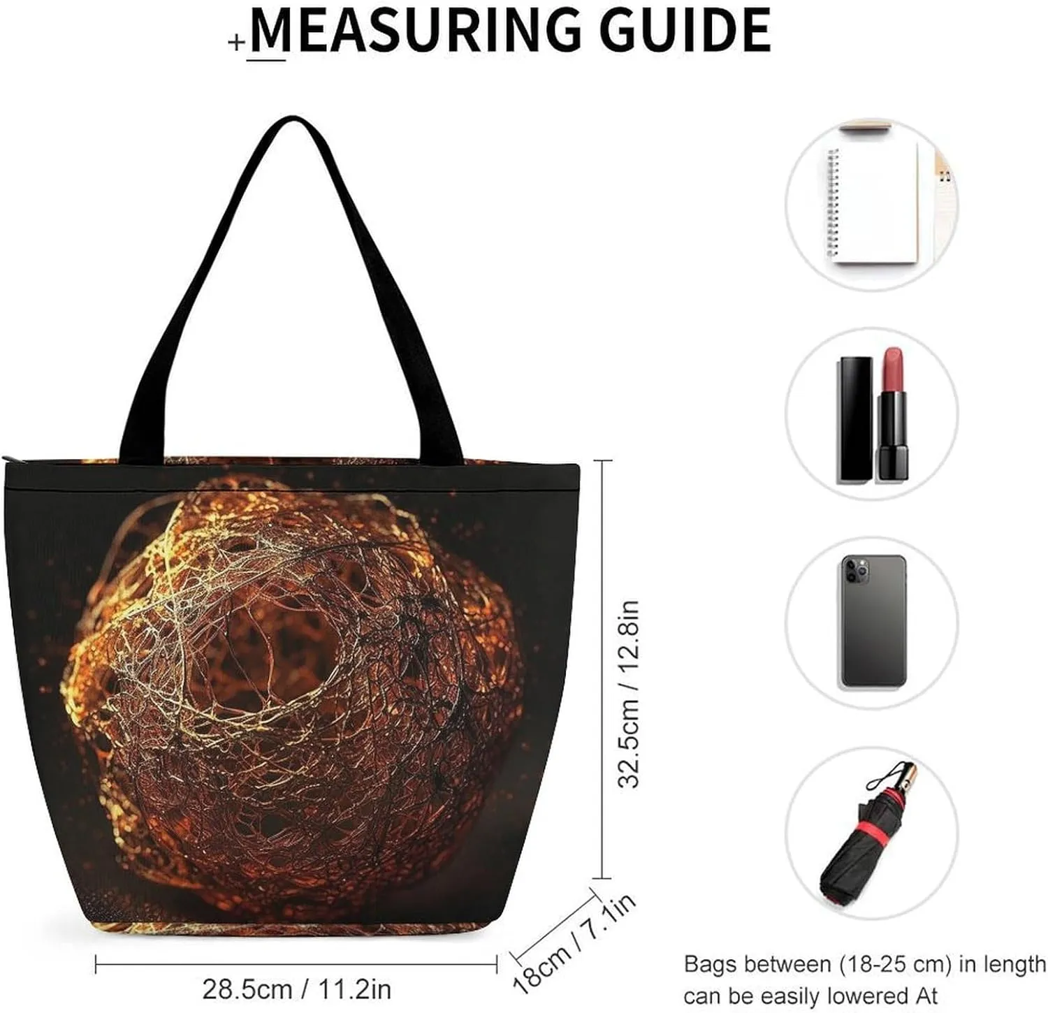 Tote Bag for Women Grocery Bag Colored Light Spots Foldable Shopping Bags Reusable Large Tote Bag