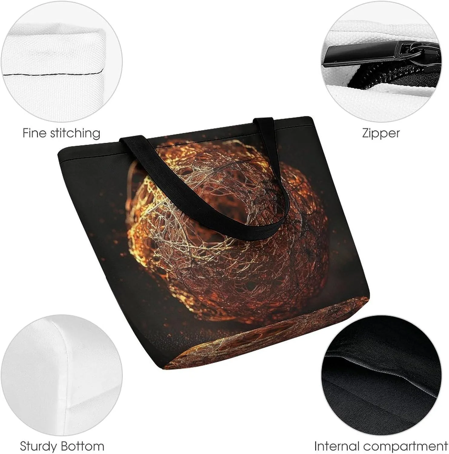 Tote Bag for Women Grocery Bag Colored Light Spots Foldable Shopping Bags Reusable Large Tote Bag