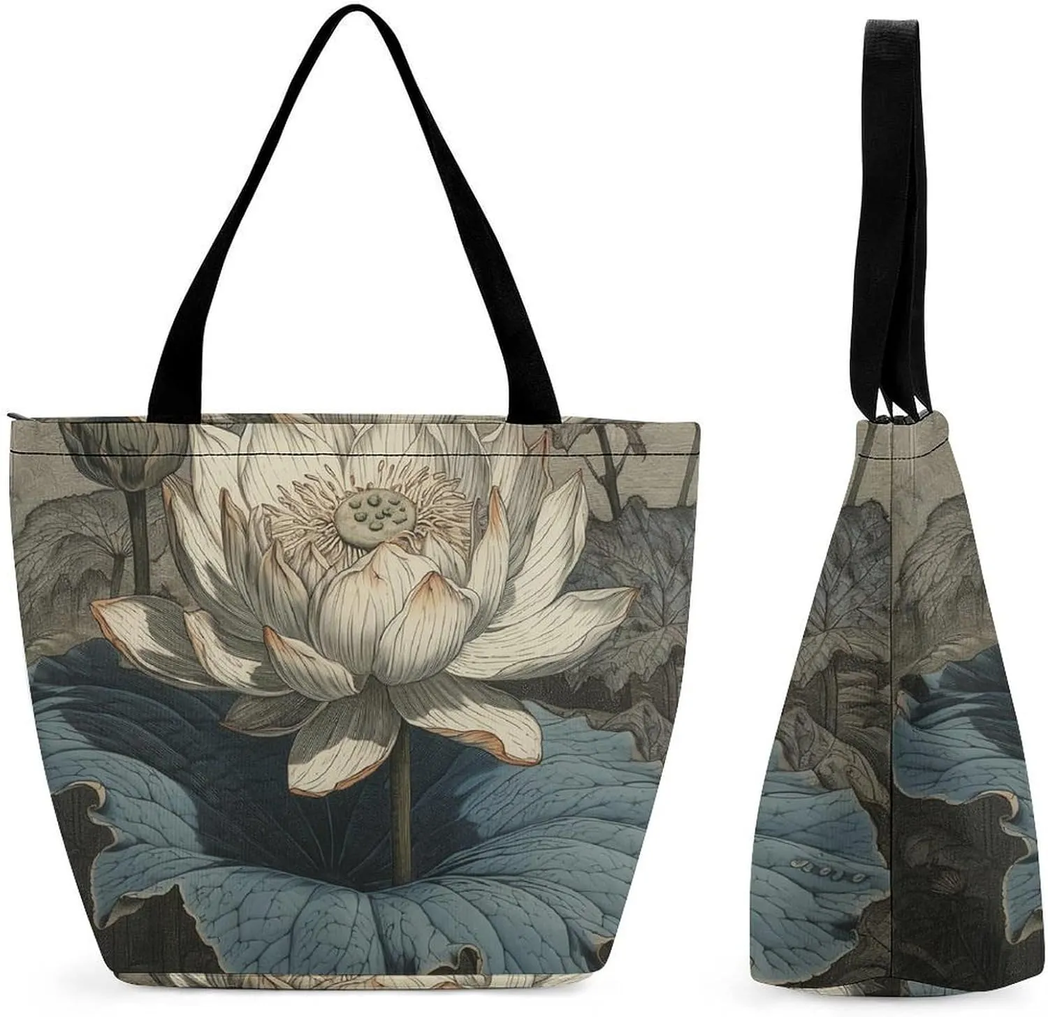 Tote Bag for Women Grocery Bag Lighthouse at Sunset Foldable Shopping Bags Reusable Large Tote Bag