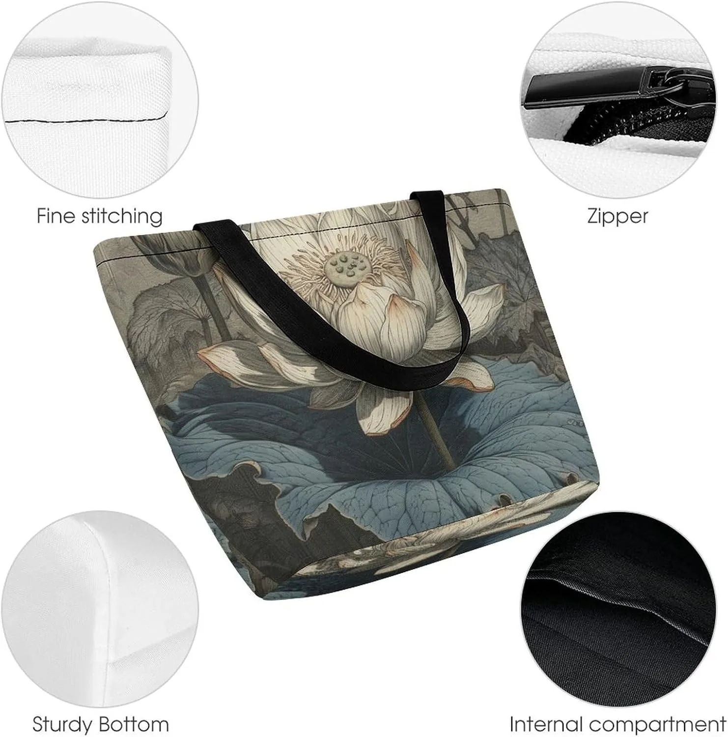 Tote Bag for Women Grocery Bag Lighthouse at Sunset Foldable Shopping Bags Reusable Large Tote Bag